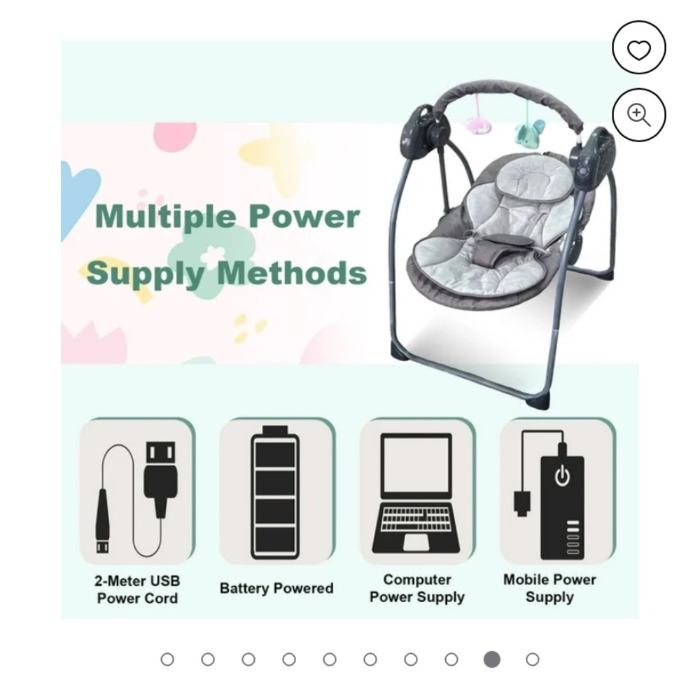 Gray Baby Swing with Remote Control - Picture 4 of 7